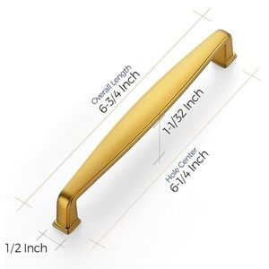 2 Solid 6 1/4 Inch Sleek Brass Cabinet Handle Pulls